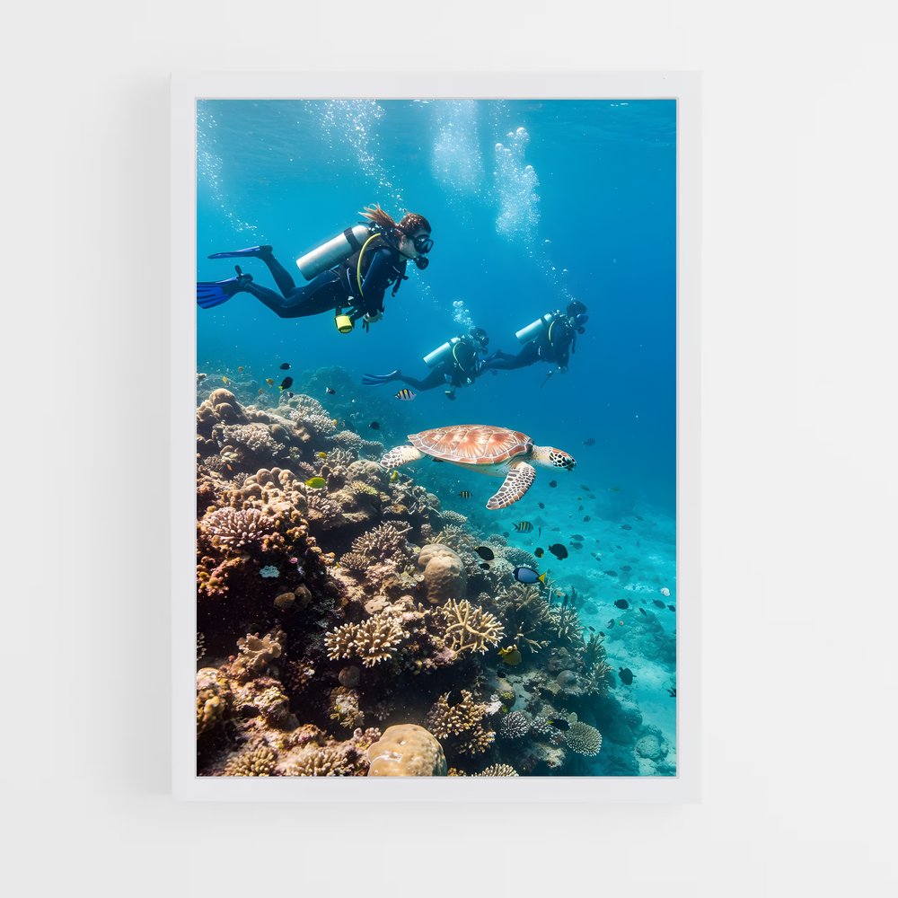 Poster Rêves Sous-Marins – affiche Plongeon depuis une plateforme (vue 3)